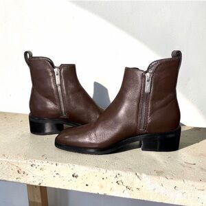 3.1 Phillip Lim Alexa 40MM Wine Leather Square Toe Ankle Boots Size 5